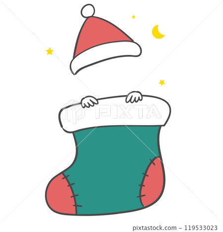 A pair of Christmas socks costume. Illustration with a cutout for the face. 119533023