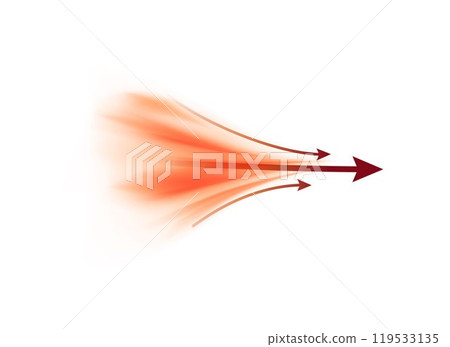 Vector illustration arrows indicating the direction of the orange air flow on a white background Vector illustration arrows indicating the direction of the orange air flow on a white background 119533135