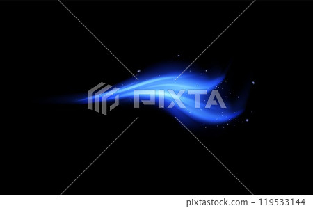 Vector illustration depicting magical blue wind effect with a dynamic vortex of luminous air particles Vector illustration depicting magical blue wind effect with a dynamic vortex of luminous air particles 119533144
