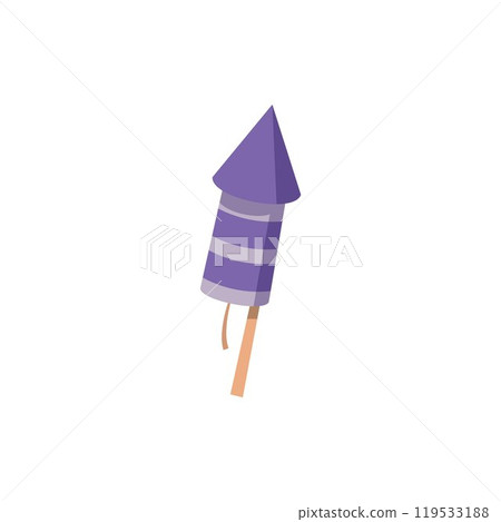 Vector illustration of a striped purple fireworks rocket with a fuse. Vector illustration of a striped purple fireworks rocket with a fuse. 119533188