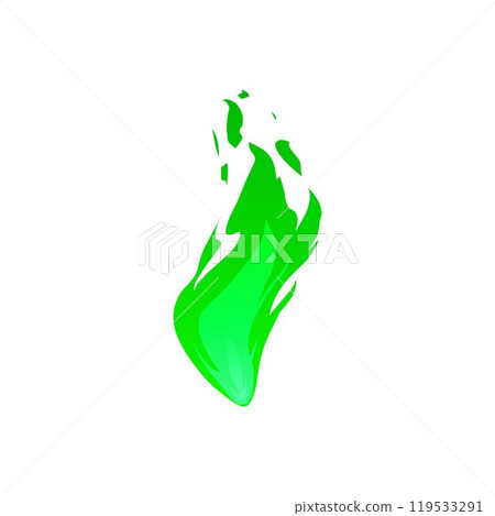 Green gas or fire flame icon, burning painted bonfire or campfire, vector cartoon fire sprite, gas burner, energy sign 119533291