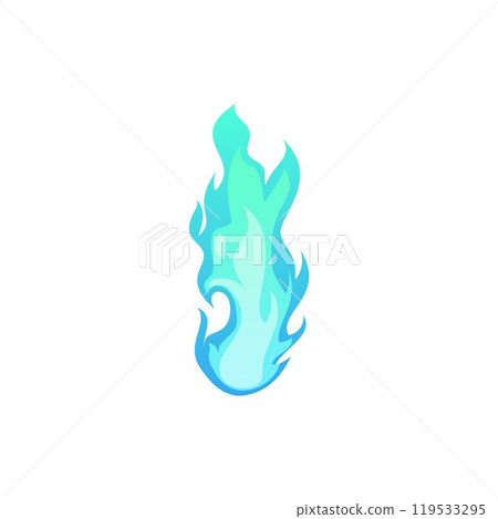 Vector illustration of fantasy fire effect, blue with curves. Vector illustration of fantasy fire effect, blue with curves. 119533295