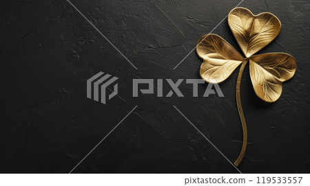 Elegant Metallic Gold Four Leaf Clover Design for St. Patrick's Day Cards and Posters Elegant Metallic Gold Four Leaf Clover Design for St. Patrick's Day Cards and Posters 119533557