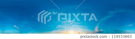 Sky 360 panorama - Bright blue sky filled with fluffy white Cirrus clouds. Seamless hdr spherical 360 panorama. Sky dome sky replacement for aerial drone 360 panoramas. Weather and climate change Sky 360 panorama - Bright blue sky filled with fluffy white Cirrus clouds. Seamless hdr spherical 360 panorama. Sky dome sky replacement for aerial drone 360 panoramas. Weather and climate change 119533663