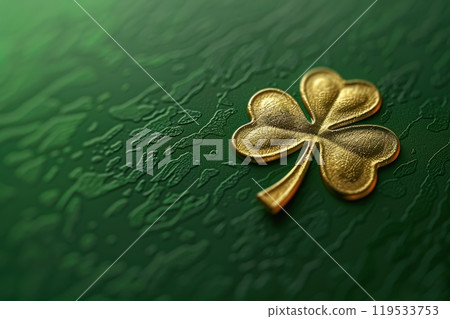 Elegant St. Patrick's Day Card Design with Golden Shamrock on Matte Green Background Elegant St. Patrick's Day Card Design with Golden Shamrock on Matte Green Background 119533753