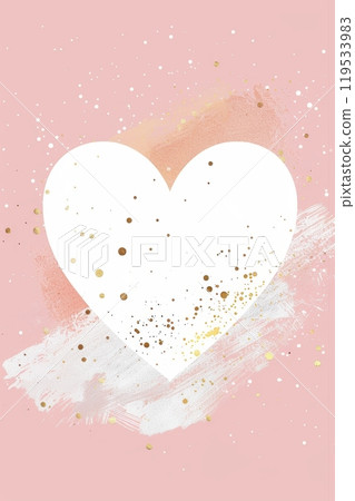 Minimalist Valentine's Day Card Design with White Heart and Gold Dots on Pastel Pink 119533983