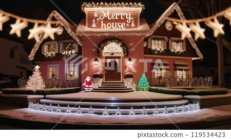 A lovely house decorated for Christmas 119534423