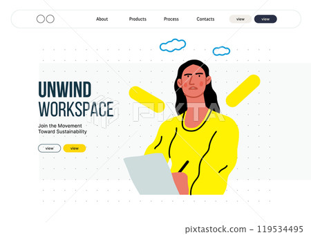 Creative Workspace: Video Conference, modern flat vector concept illustration of person engaging in virtual business meeting Connectivity, collaboration, digital interaction, remote work, productivity Creative Workspace: Video Conference, modern flat vector concept illustration of person engaging in virtual business meeting Connectivity, collaboration, digital interaction, remote work, productivity 119534495