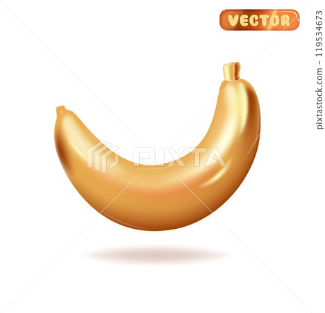 Polygonal vector illustration of a banana on a white background. Fruit in low poly style. 119534673