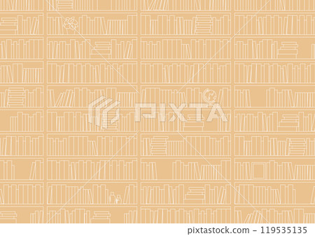 書架上排列著許多書籍的背景（線圖） 119535135