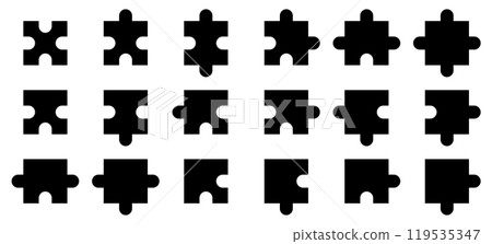 Vector illustration set of blank jigsaw puzzles 119535347