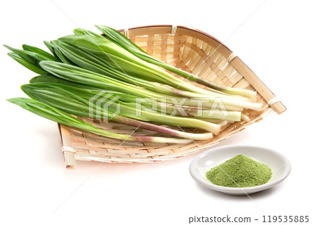 Wild garlic and powdered health food Wild garlic and powdered health food 119535885