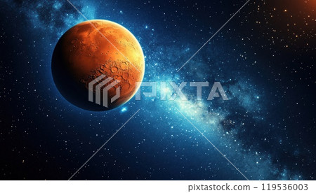 Experience The Beauty Of The Red Planet Mars: Craters, Blue Sunset, And Stars In Space. Embark On A Journey To The New Frontier. Experience The Beauty Of The Red Planet Mars: Craters, Blue Sunset, And Stars In Space. Embark On A Journey To The New Frontier. 119536003