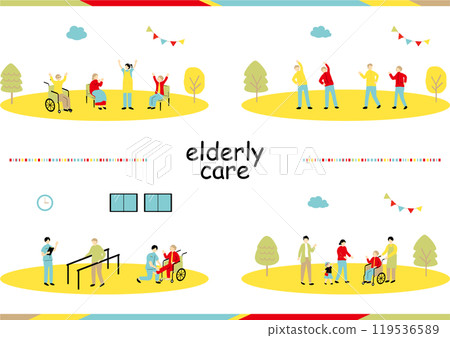 Elderly care illustration material collection 119536589