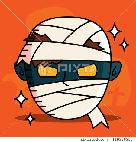 Mummy face with glowing eyes for Halloween costume design, Vector Mummy face with glowing eyes for Halloween costume design, Vector 119536593
