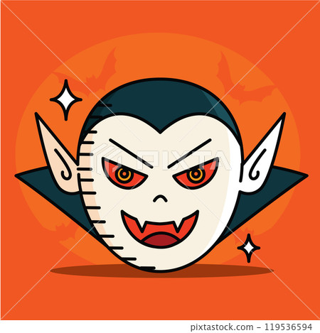 Vampire face with fangs for Halloween character design, Vector 119536594