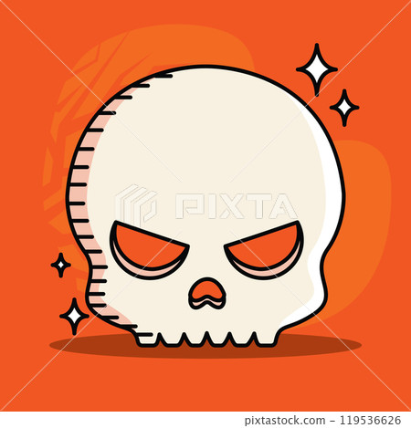 Skull with orange eyes for spooky Halloween design, Vector Skull with orange eyes for spooky Halloween design, Vector 119536626