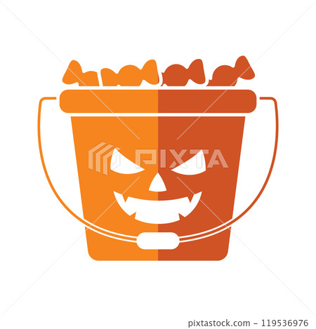 Halloween pumpkin candy bucket filled with treats, Vector Halloween pumpkin candy bucket filled with treats, Vector 119536976