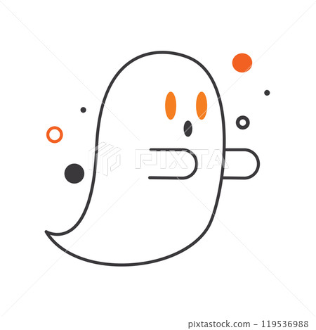Halloween ghost floating with spooky look, Vector 119536988