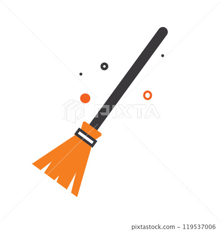 Halloween witch broom with magical details, Vector 119537006