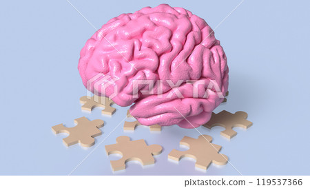The brain and jigsaw for sci or education concept 3d rendering. 119537366