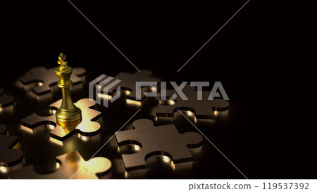 The gold king and jigsaw for Business 3d rendering. 119537392