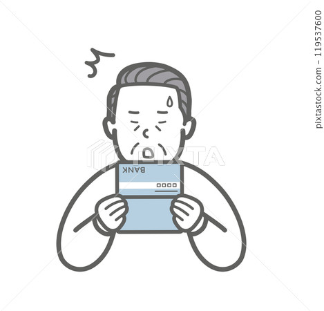 Senior man surprised at his bankbook Senior man surprised at his bankbook 119537600