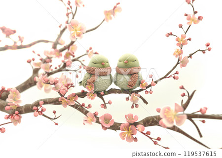 Bush warbler and plum blossoms-1 119537615