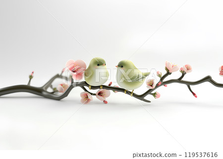 Bush warbler and plum blossoms-1 119537616
