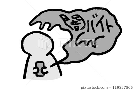 作為搜尋結果，一個拿著手機的人即將受到黑暗兼職攻擊的手寫插圖 119537866