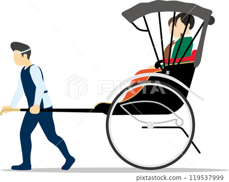 乘坐人力車遊覽的男女 119537999