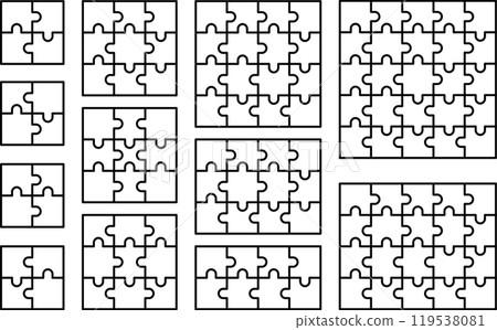 空白拼圖的矢量插圖集 119538081