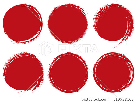 Handwritten brush stroke circle frame set/red 119538163