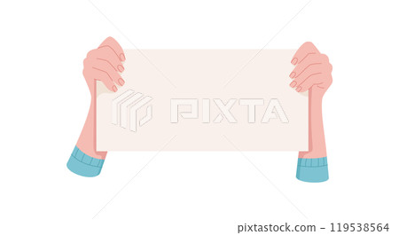 Man hand hold sign, hand show up strike sign, woman holding empowerment placard, person hold revolution signboard, people holds protest flag, man raise support banner, 119538564
