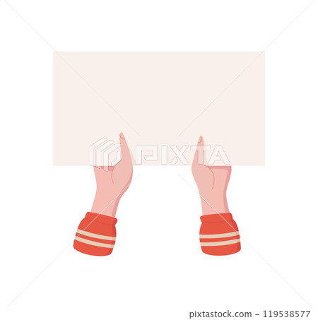 Woman hand holds placard, human parade revolution sign, man hold empowerment placard, character show up support poster, person raise protest board, hand holds strike signboard, 119538577