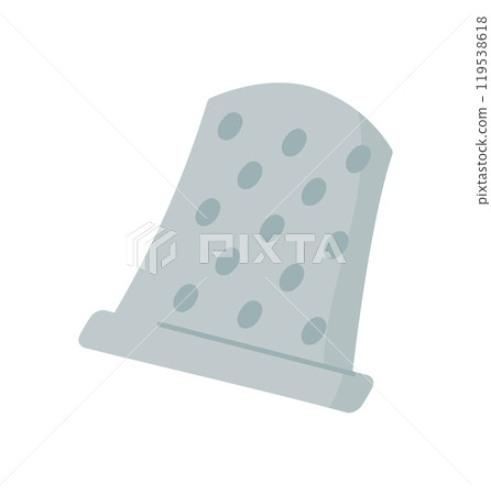 Sewing craft thimble icon, cartoon tailor craft tool design, doodle fashion supplies element, flat sewing accessories illustration, hand drawn embroidery decoration object, 119538618