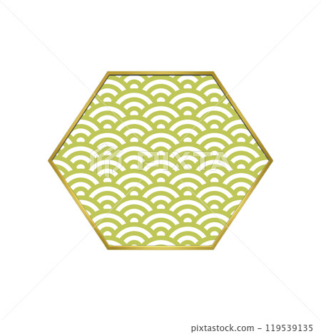日式六角框青海波一綠 119539135