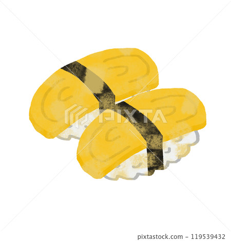手繪雞蛋壽司兩件插圖與紋理 手繪雞蛋壽司兩件插圖與紋理 119539432