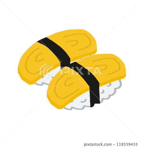 手繪雞蛋壽司兩件插畫 119539433