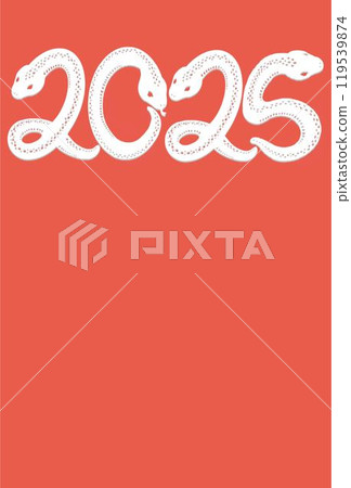 新年賀卡2025年新年賀卡2025蛇年蛇年蛇手繪日式明信片模板插畫素材紅色 119539874