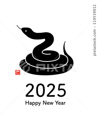 New Year's card template for the Year of the Snake Silhouette of a roosting snake 119539912