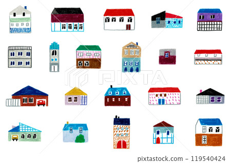 手繪插畫可愛的房子套裝 119540424