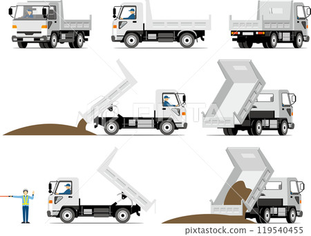 白色自卸車全角度 白色自卸車全角度 119540455