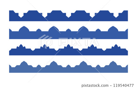 Traditional geometric arabic seamless border. Oriental abstract saudi, moroccan arch roof top seamless pattern. 119540477