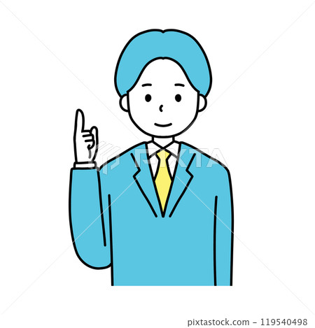 A man in a suit explaining with a smile A man in a suit explaining with a smile 119540498
