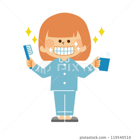 Children brushing their teeth Cute illustration material 119540518