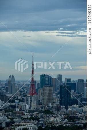 Urban landscape Tokyo Tower seen from a skyscraper 119540572