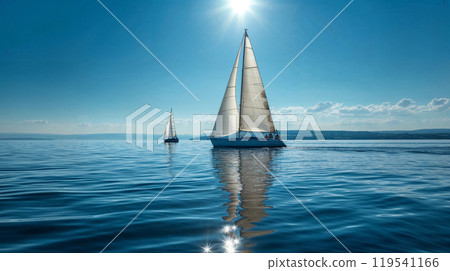 Sailboats gliding on a calm, sunlit sea. Sailboats gliding on a calm, sunlit sea. 119541166
