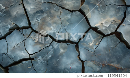 Dried, cracked earth with peeling paint effect. 119541204