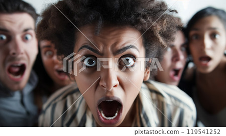 Group of shocked people with wide eyes. 119541252